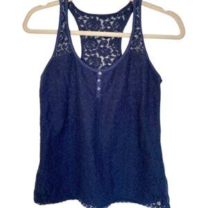 Abercrombie & Fitch Navy Lace Racerback Tank Top Size Small